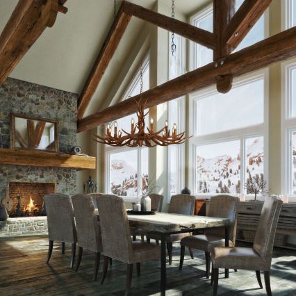 Lustră pe lanț STAG 12xE14/40W/230V coarne de cerb Searchlight