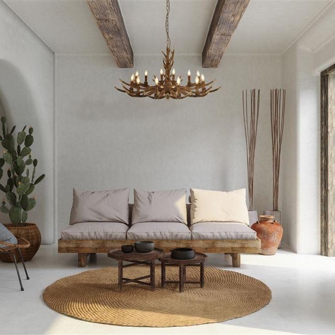 Lustră pe lanț STAG 12xE14/40W/230V coarne de cerb Searchlight