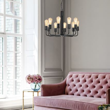 Lustră pe lanț TIFFANY 10xE27/60W/230V neagră