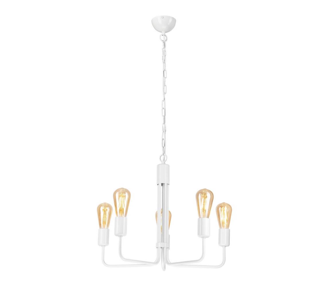 Lustră pe lanț TIFFANY 5xE27/60W/230V albă