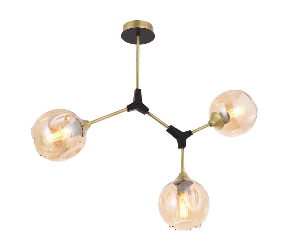 Lustră pe tijă 3xE27/6W/230V auriu