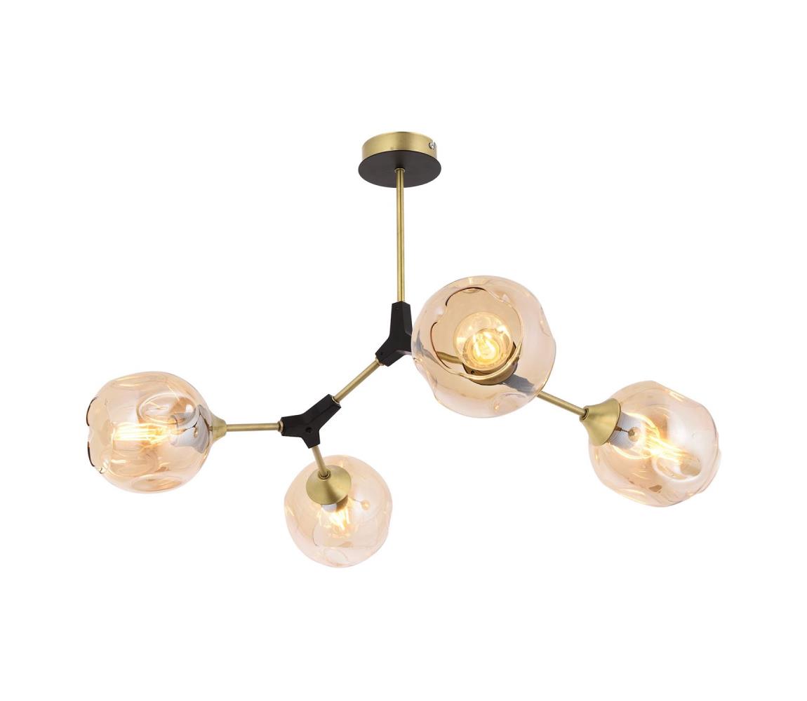 Lustră pe tijă 4xE27/6W/230V auriu