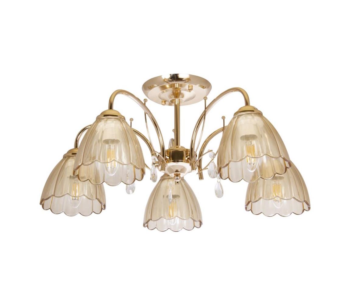 Lustră pe tijă 5xE27/60W/230V auriu