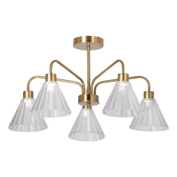 Lustră pe tijă 5xE27/60W/230V auriu