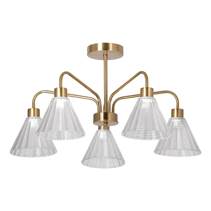 Lustră pe tijă 5xE27/60W/230V auriu