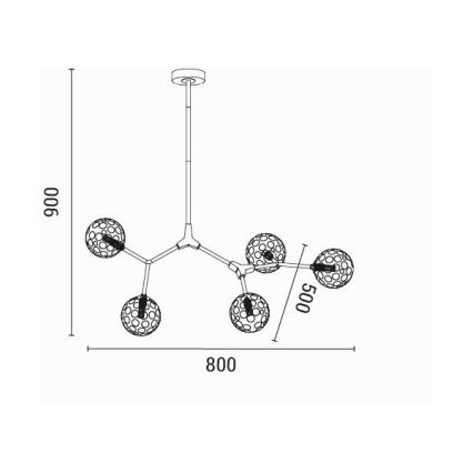 Lustră pe tijă 5xG9/15W/230V gri