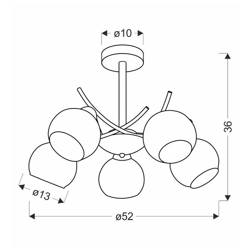 Lustră pe tijă AMOS 5xE27/40W/230V auriu
