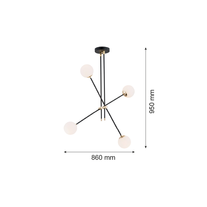 Lustră pe tijă Argon 1696 ABSTRACT 4xE14/7W/230V neagră