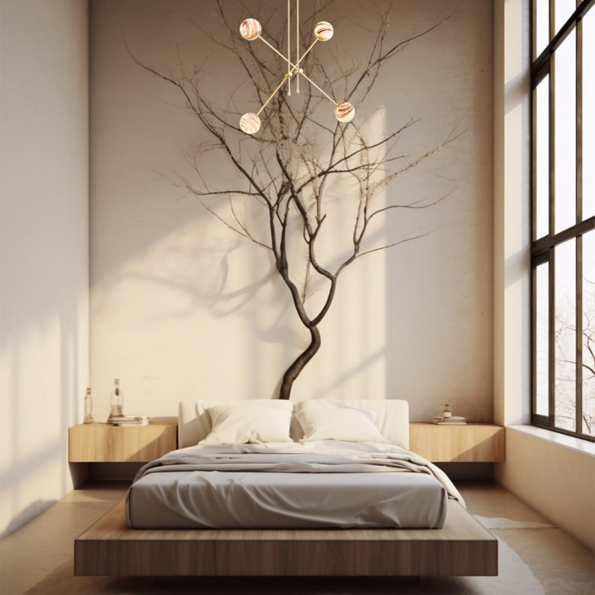 Lustră pe tijă Argon 1840 ABSOS 4xE14/7W/230V auriu