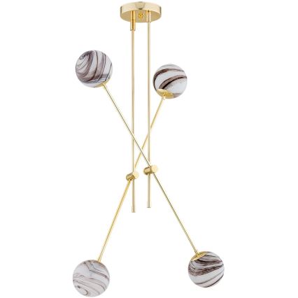 Lustră pe tijă Argon 1840 ABSOS 4xE14/7W/230V auriu