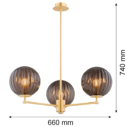 Lustră pe tijă Argon 6310 PALOMA 3xE14/7W/230V auriu/negru