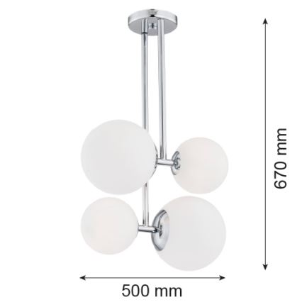 Lustră pe tijă ASPEN 4xE27/15W/230V crom lucios Argon 1646