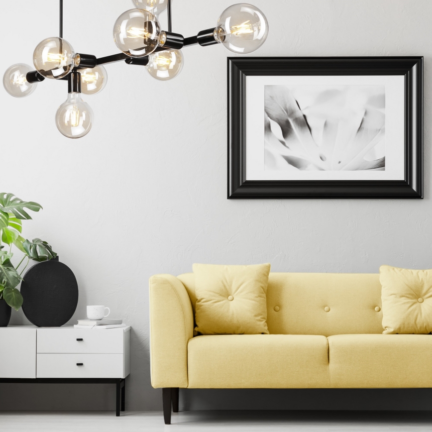 Lustră pe tijă ASTRID 8xE27/60W/230V neagră