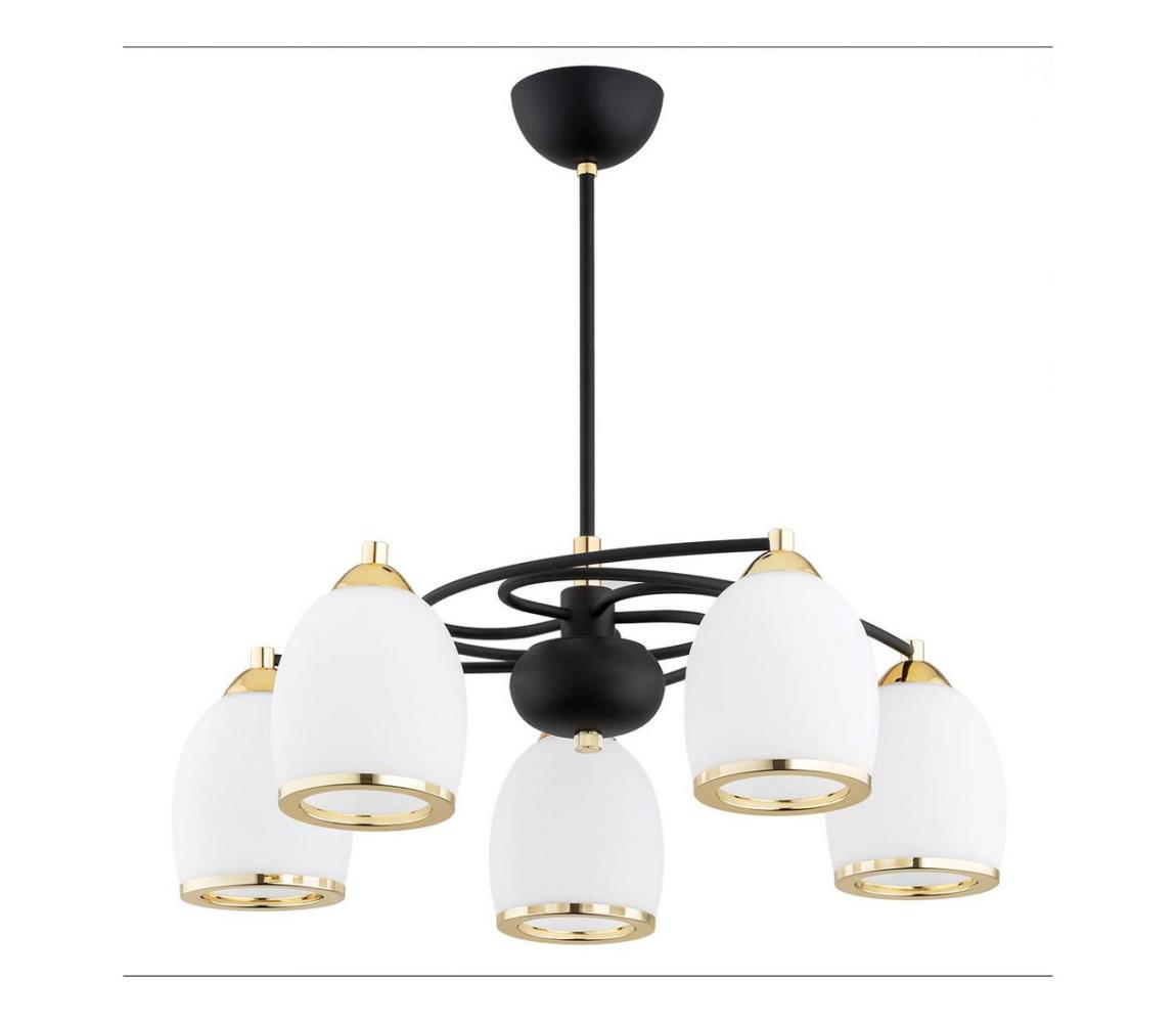 Lustră pe tijă AVILA PLUS 5xE27/15W/230V neagră/aurie/albă Argon 2115