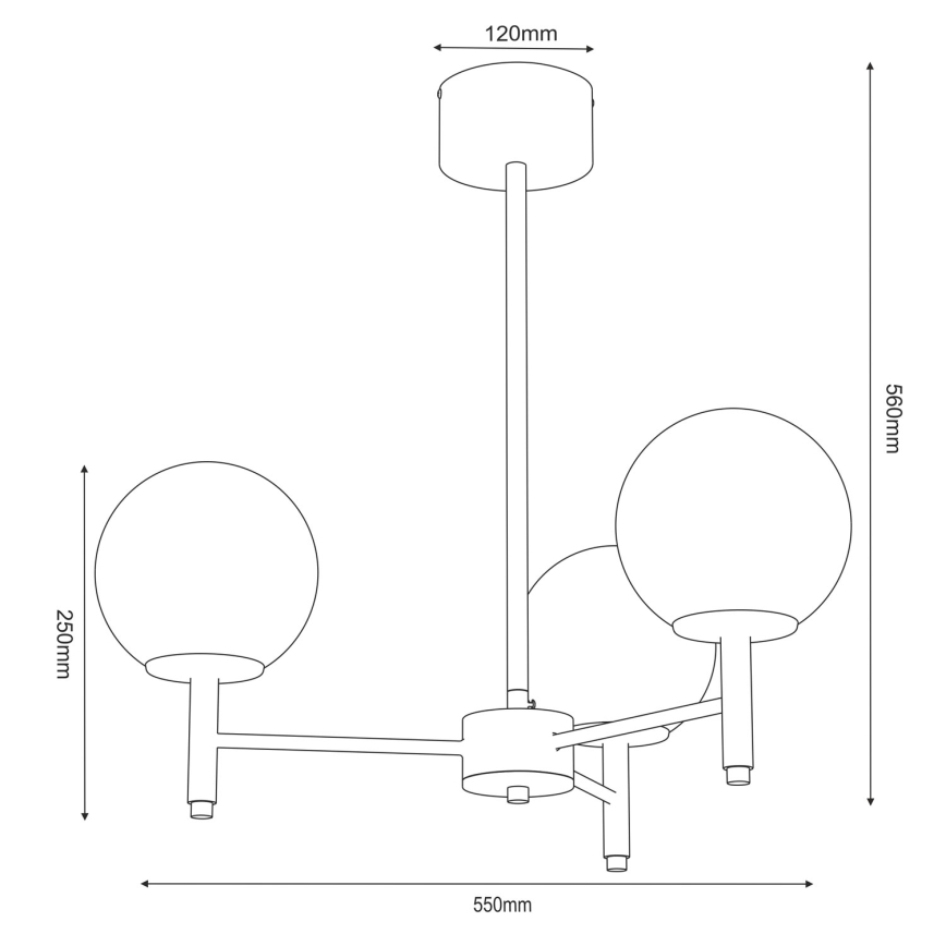 Lustră pe tijă AWINION 3xE27/15W/230V