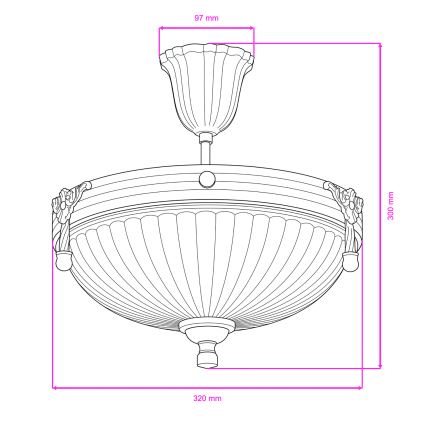 Lustră pe tijă BRILAGI CLASSIC 3xE14/60W/230V alamă