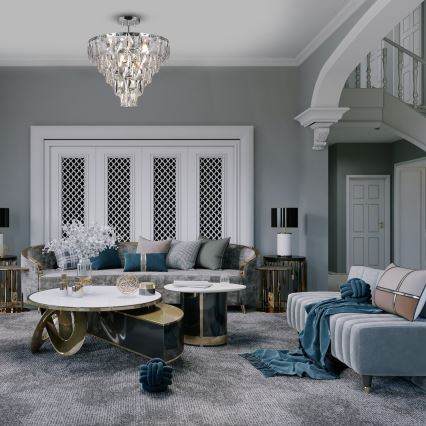 Lustră pe tijă CHELSEA 6xE14/40W/230V d. 50 cm crom lucios