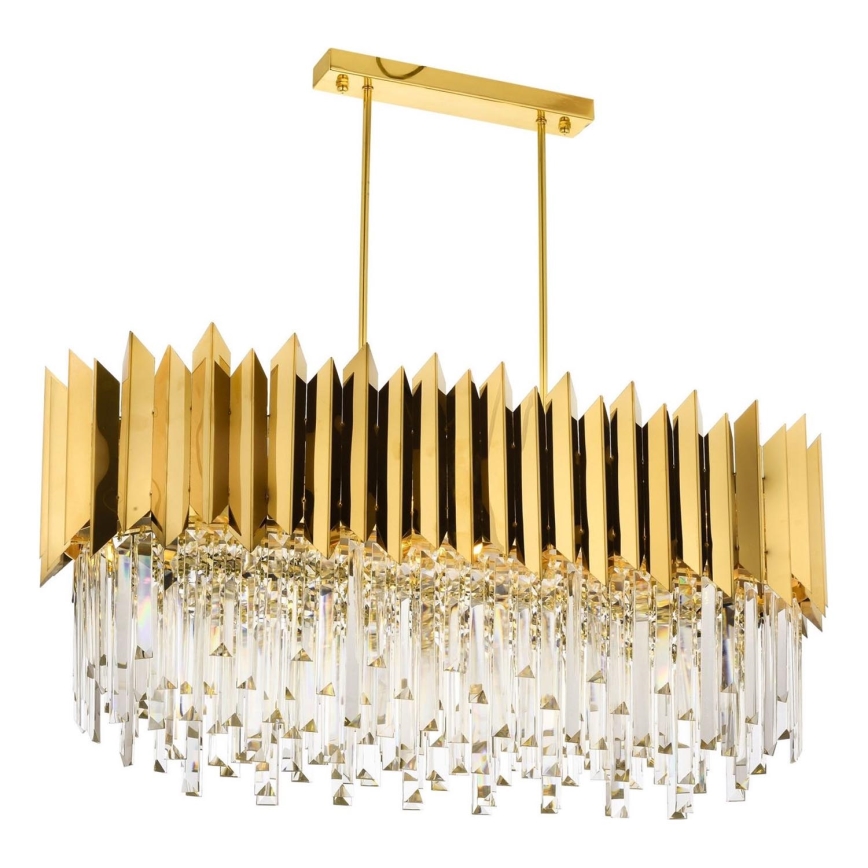 Lustră pe tijă CRYSTALLINE 8xE27/40W/230V, finisaj auriu