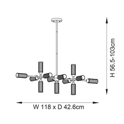 Lustră pe tijă Endon 106259 TOUR 13xG9/3W/230V alamă