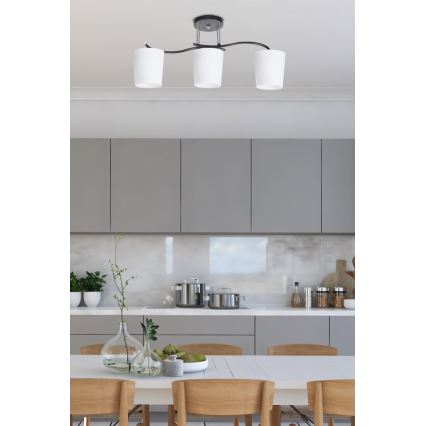 Lustră pe tijă ESNYR 3xE27/40W/230V negru/alb