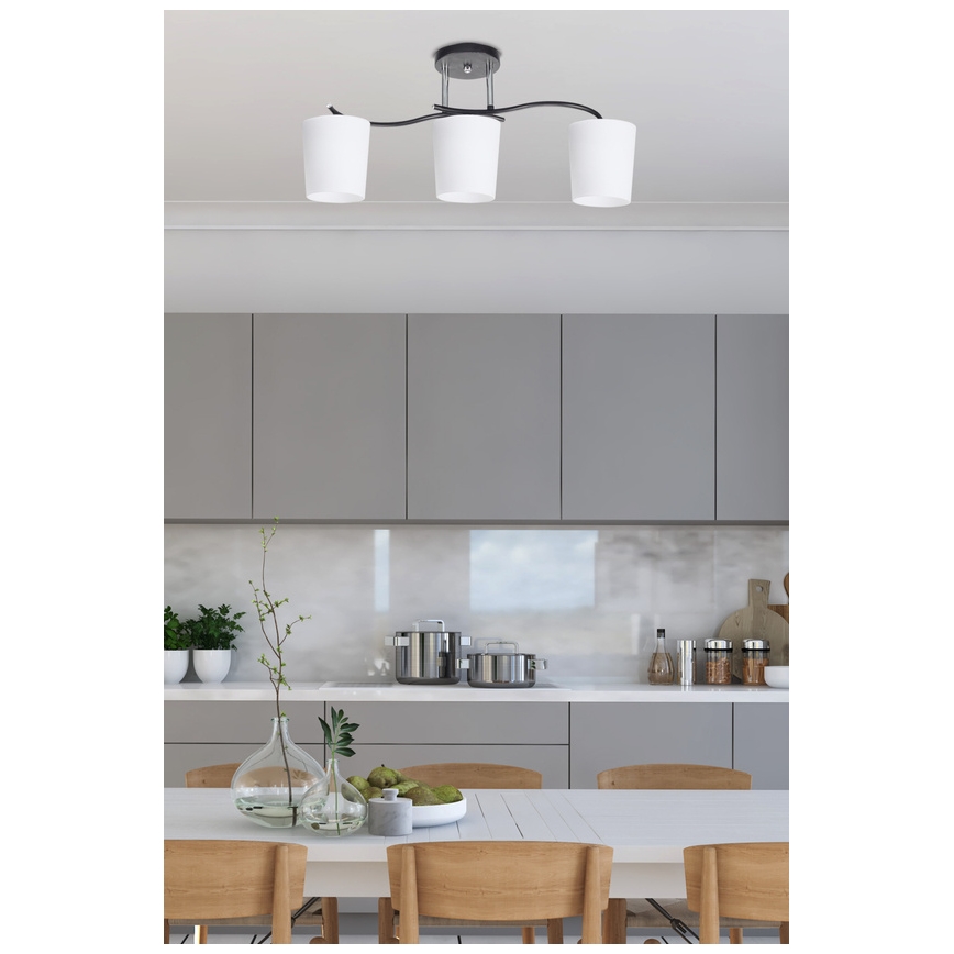 Lustră pe tijă ESNYR 3xE27/40W/230V negru/alb