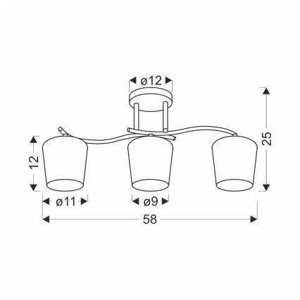 Lustră pe tijă ESNYR 3xE27/40W/230V negru/alb