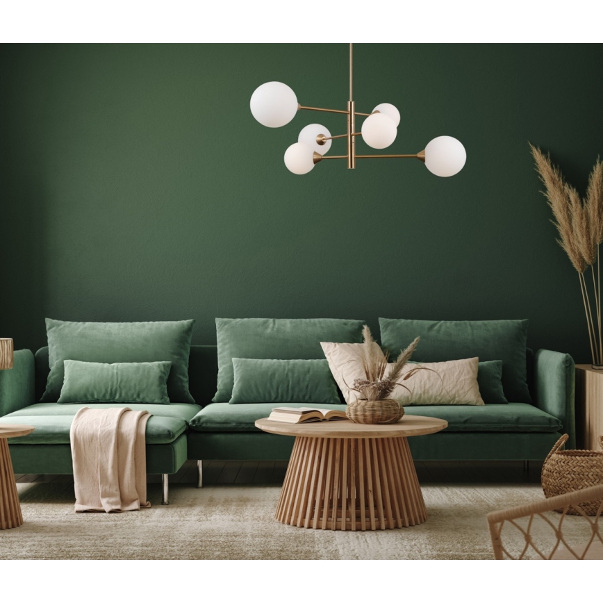 Lustră pe tijă EVORA 6xG9/5W/230V alamă ITALUX