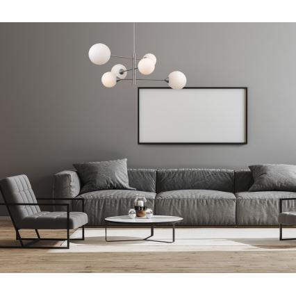 Lustră pe tijă EVORA 6xG9/5W/230V nichel ITALUX