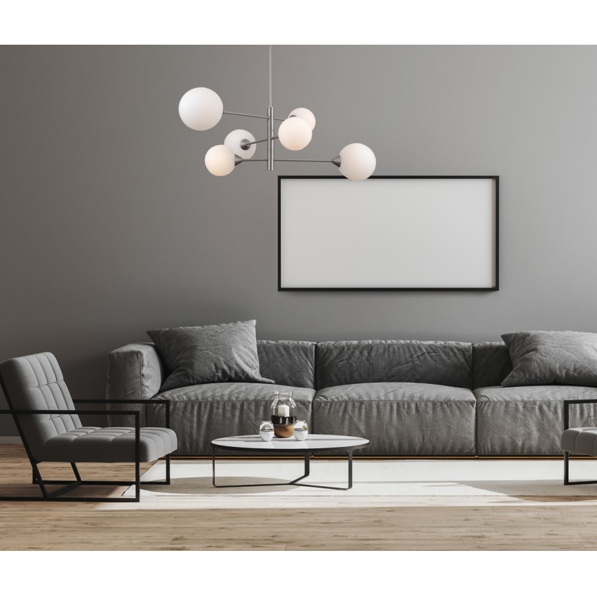 Lustră pe tijă EVORA 6xG9/5W/230V nichel ITALUX