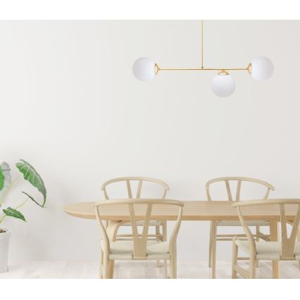 Lustră pe tijă FIRA 3xE27/60W/230V auriu