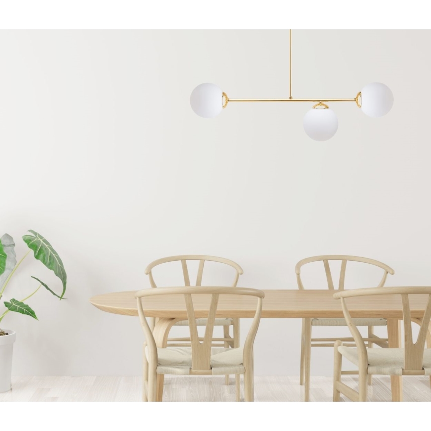 Lustră pe tijă FIRA 3xE27/60W/230V auriu