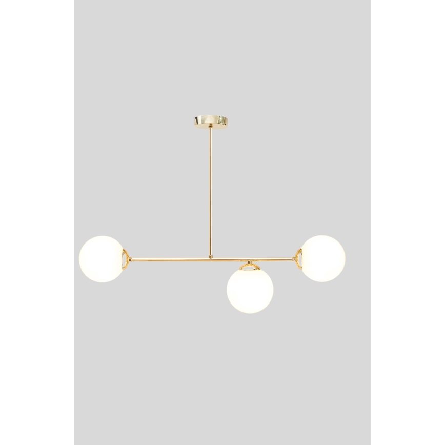 Lustră pe tijă FIRA 3xE27/60W/230V auriu