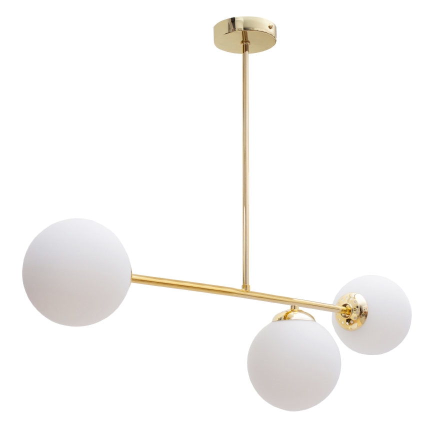 Lustră pe tijă FIRA 3xE27/60W/230V auriu