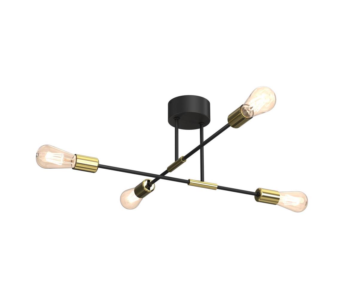 Lustră pe tijă FLAME 4xE27/60W/230V neagră/aurie