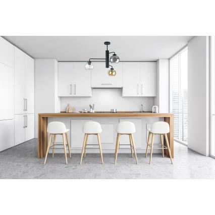 Lustră pe tijă FLEX 3xE27/60W/230V negru/negru fumuriu/bej fumuriu/transparent