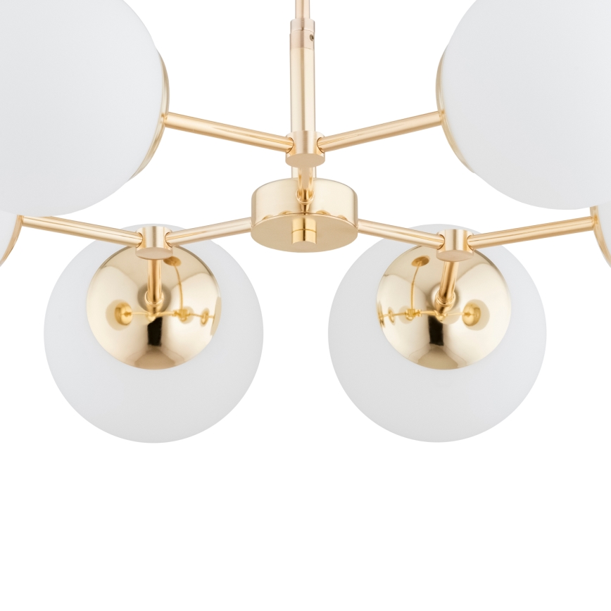 Lustră pe tijă FOTON 6xE14/40W/230V aurie/albă