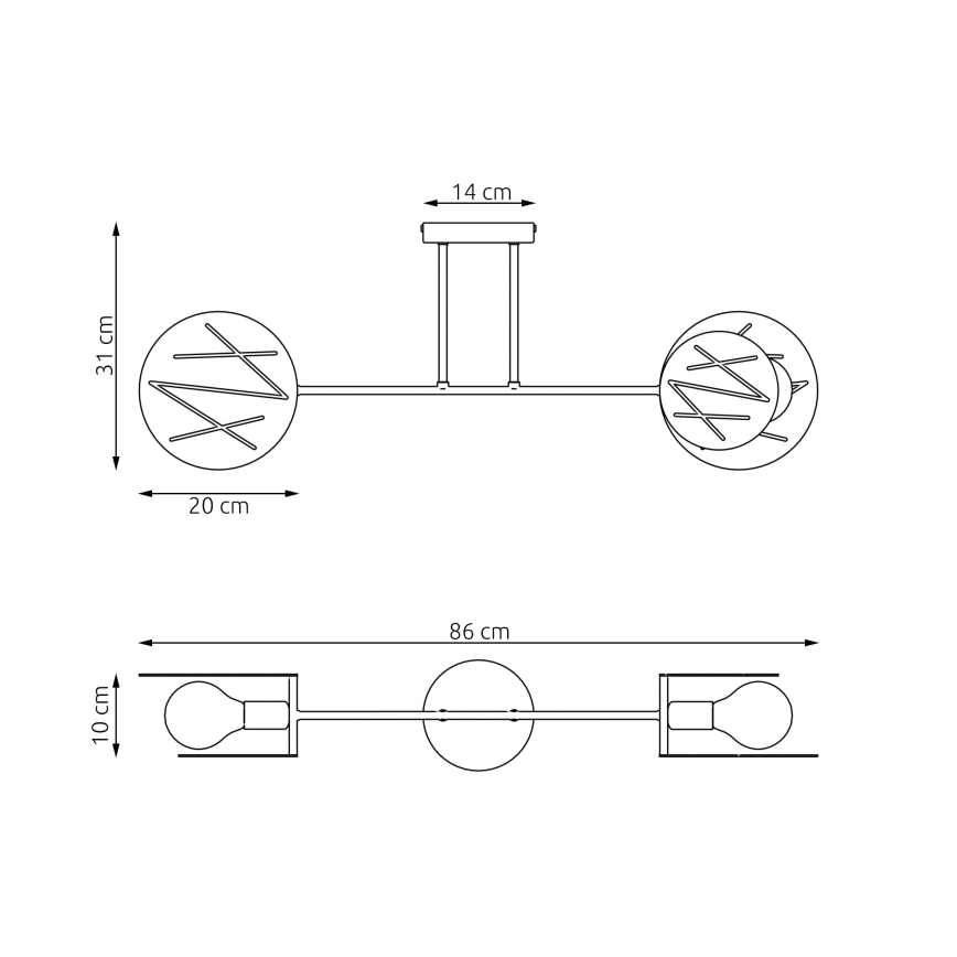 Lustră pe tijă FRICK 2xE27/15W/230V negru