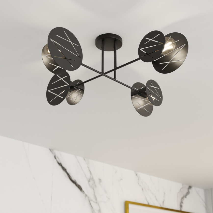 Lustră pe tijă FRICK 4xE27/15W/230V negru