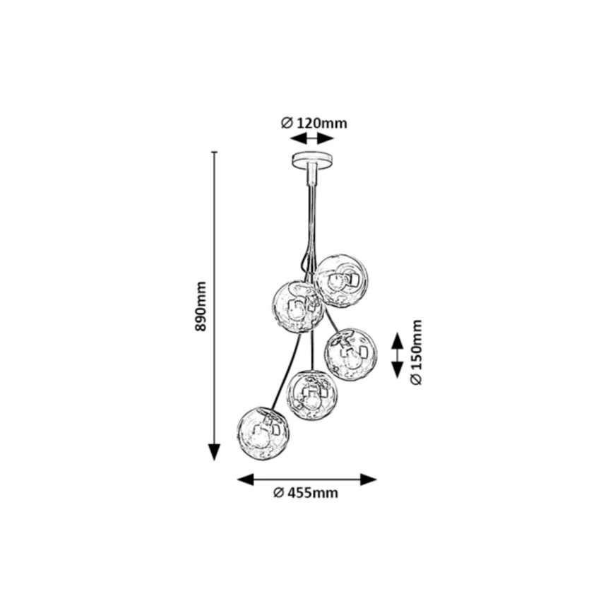 Lustră pe tijă 5xE14/40W/230V Rabalux