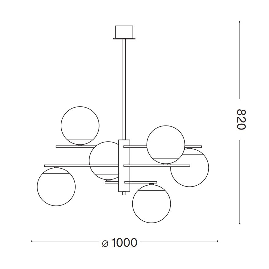 Lustră pe tijă Ideal Lux GOURMET 6xE14/28W/230V d. 100 cm auriu