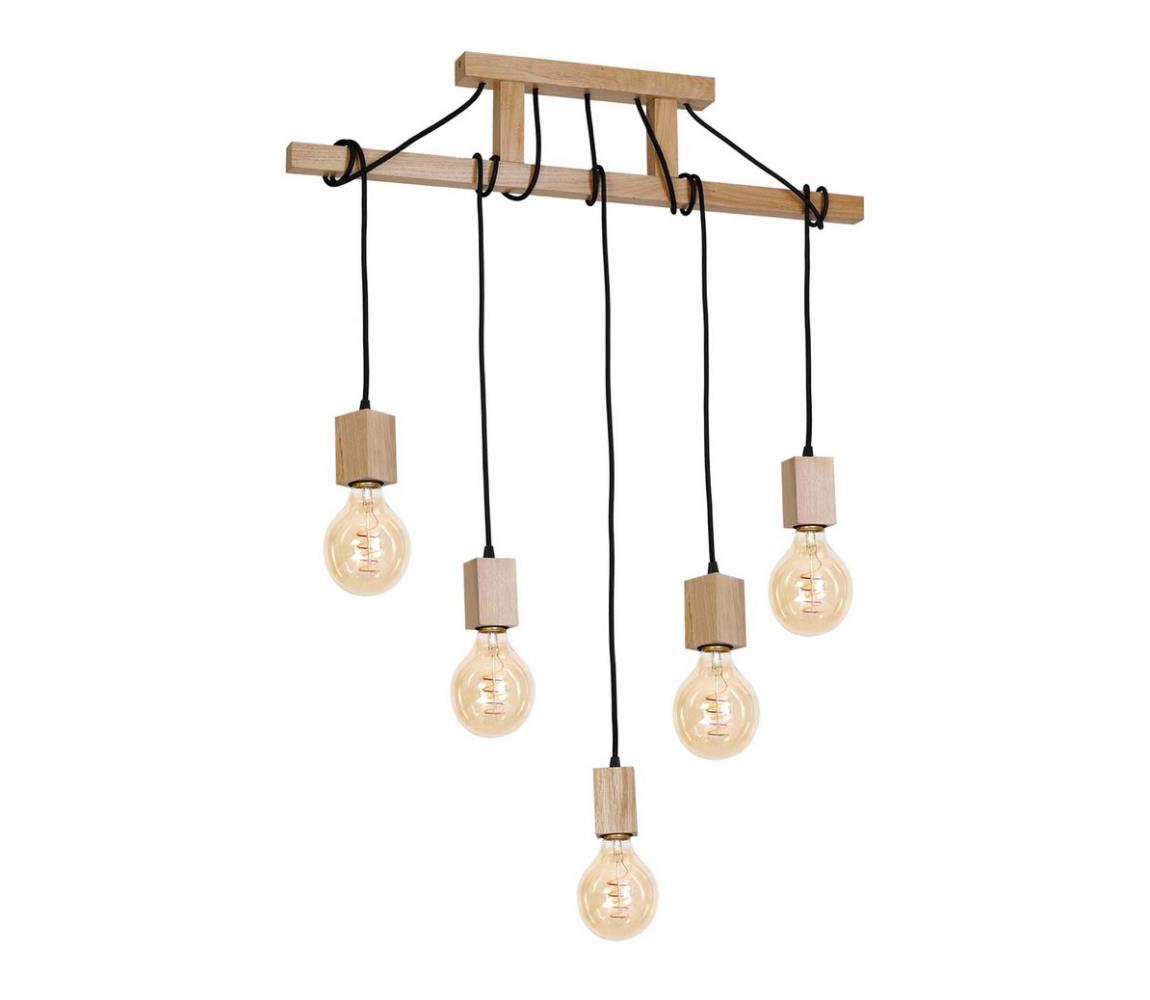 Lustră pe tijă JACK 5xE27/40W/230V lemn natural