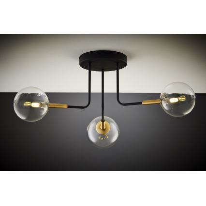 Lustră pe tijă Jupiter 2039 BURANO 3xG9/10W/230V negru/auriu/transparent