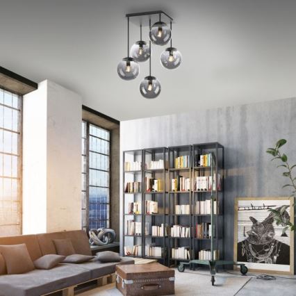 Lustră pe tijă JUST LIGHT. 14602-18 WIDOW 5xE14/25W/230V negru