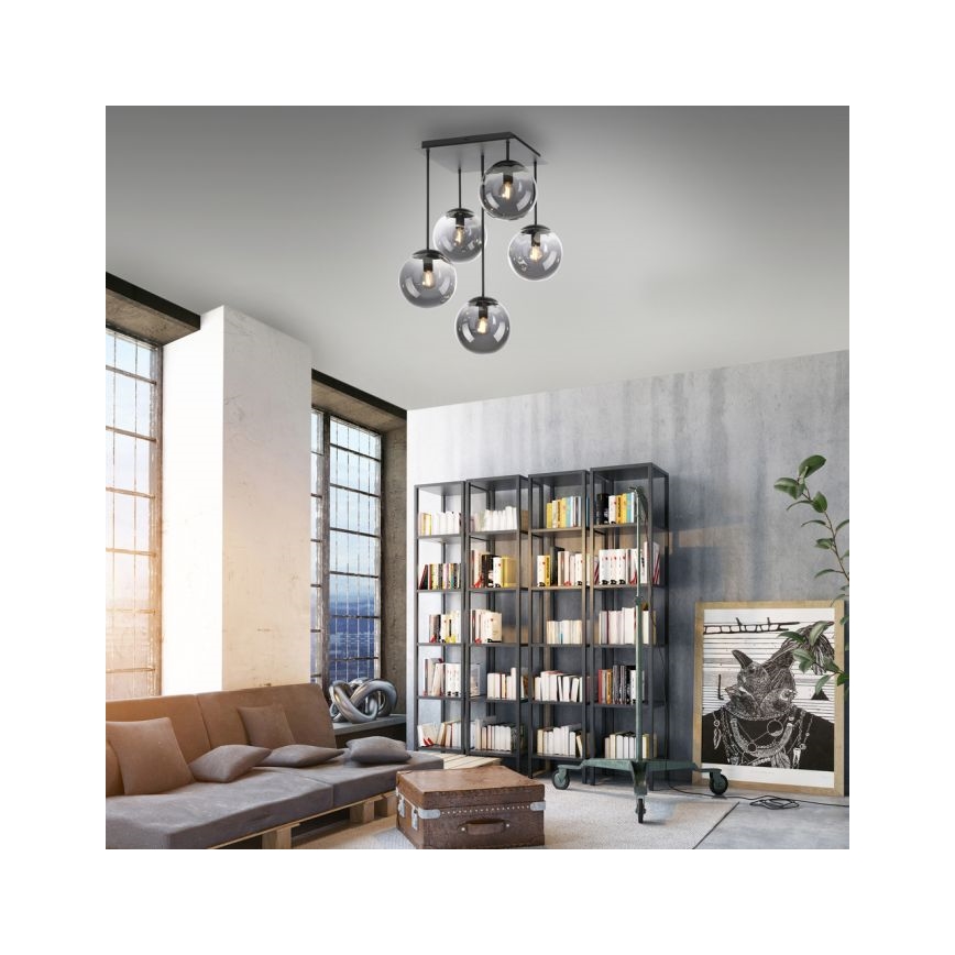 Lustră pe tijă JUST LIGHT. 14602-18 WIDOW 5xE14/25W/230V negru