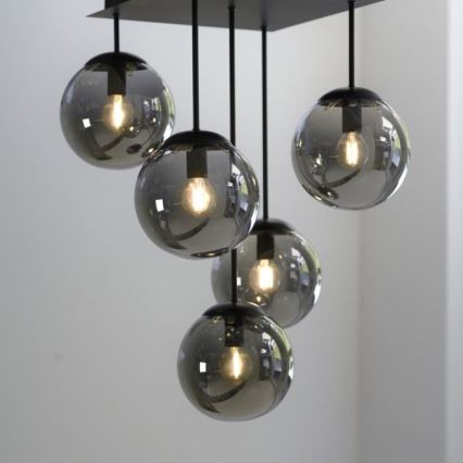 Lustră pe tijă JUST LIGHT. 14602-18 WIDOW 5xE14/25W/230V negru