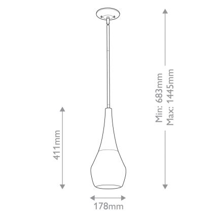 Lustră pe tijă Kichler DEELA 1xE27/60W/230V d. 17,8 cm alamă