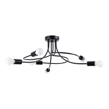 Lustră pe tijă LEVAR 6xE27/15W/230V negru