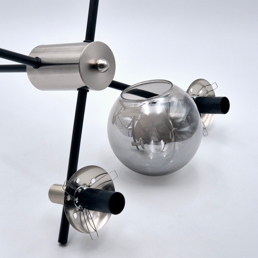 Lustră pe tijă LILOU 4xE14/5W/230V crom mat/fumuriu