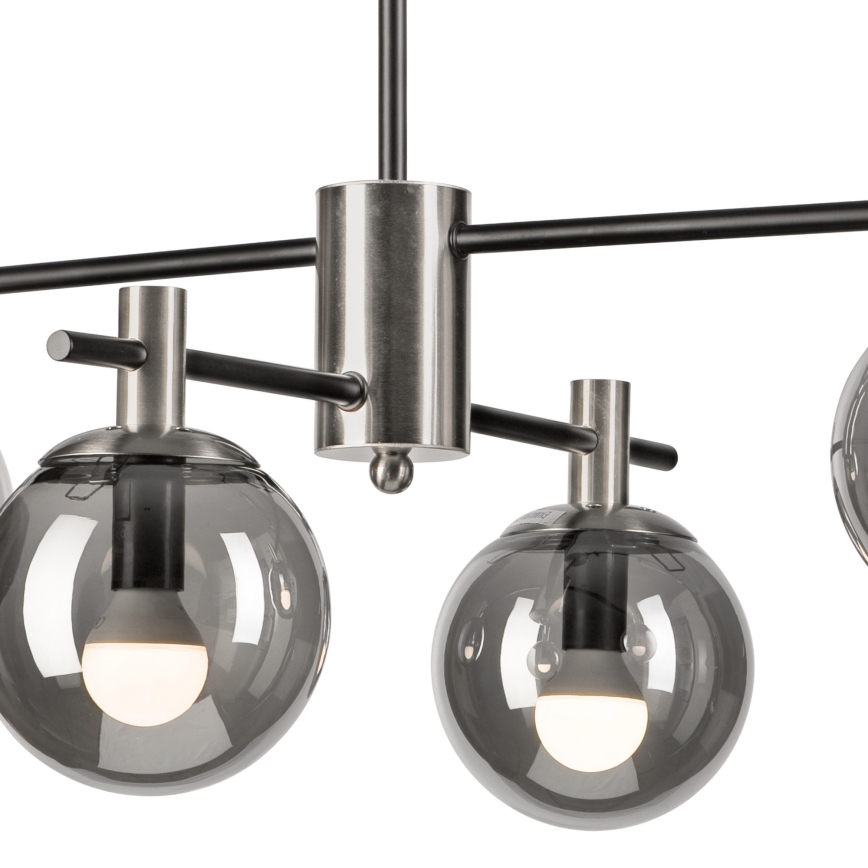 Lustră pe tijă LILOU 4xE14/5W/230V crom mat/fumuriu