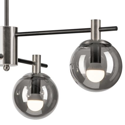 Lustră pe tijă LILOU 4xE14/5W/230V crom mat/fumuriu